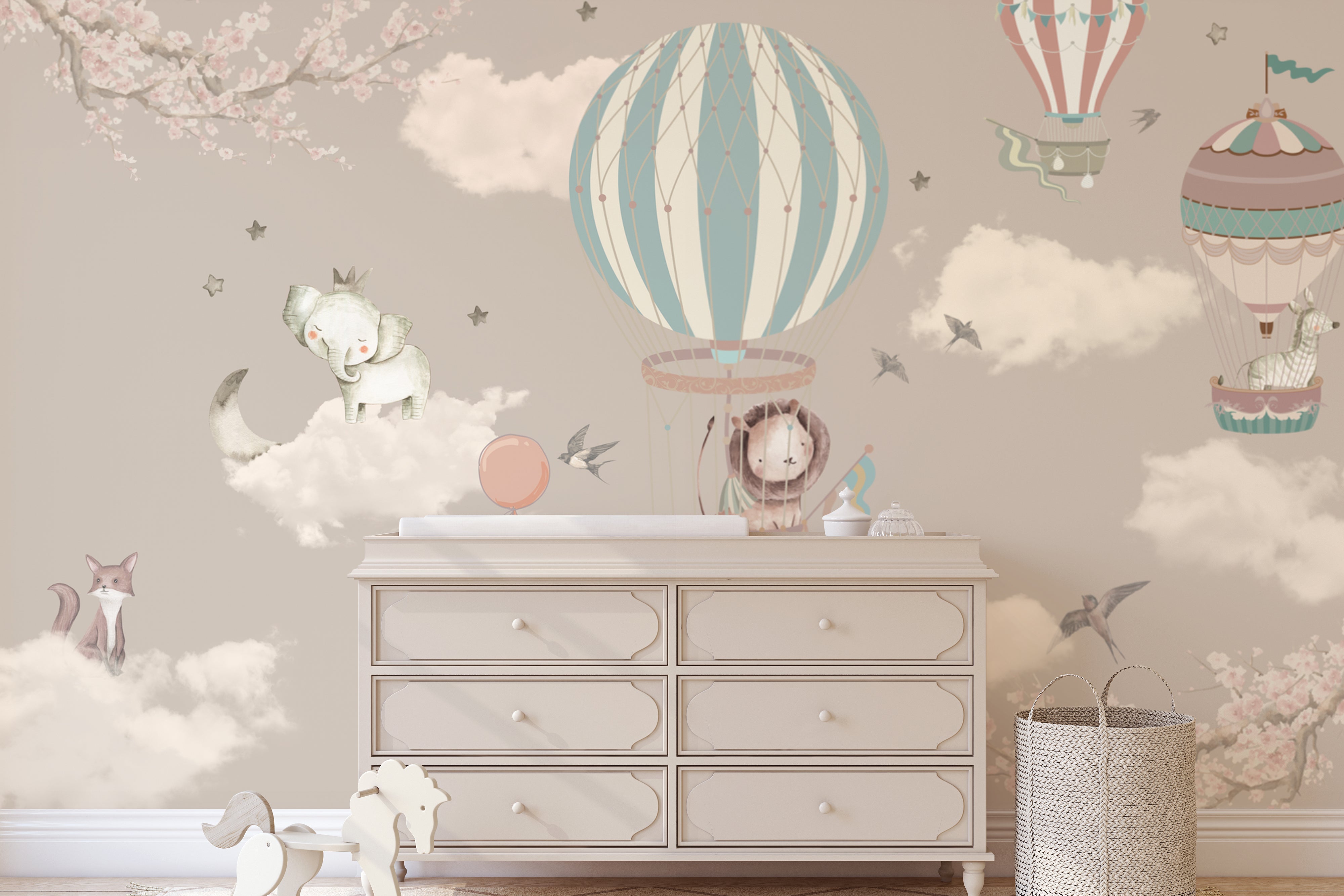 Wallpaper Kids Nursery Hot air balloons