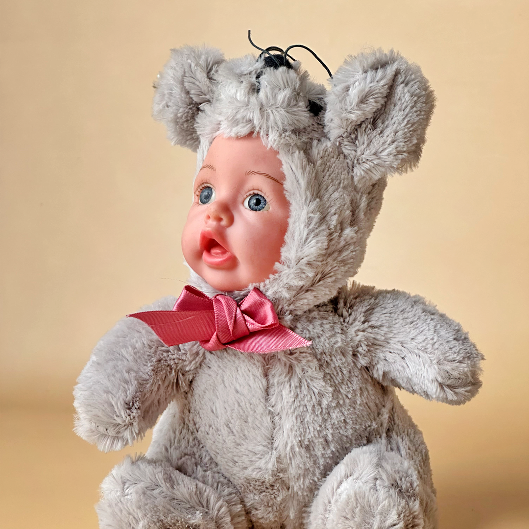 Plush Mouse Baby Doll Whimsy in Grey