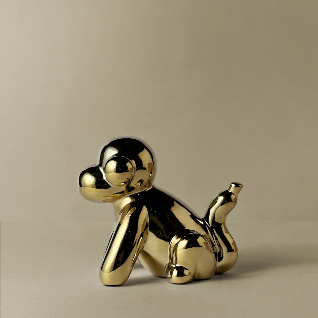 Golden Balloon Monkey Figurine