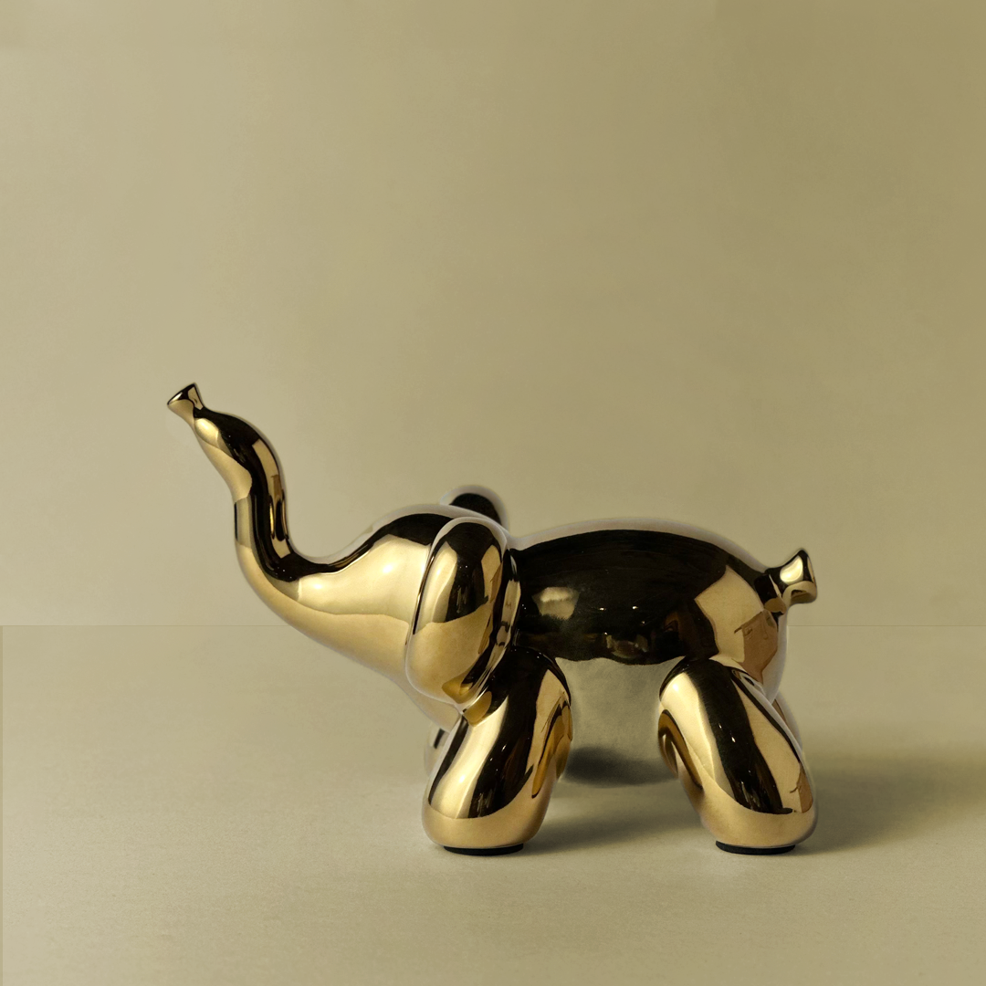 Golden Balloon Elephant Sculpture