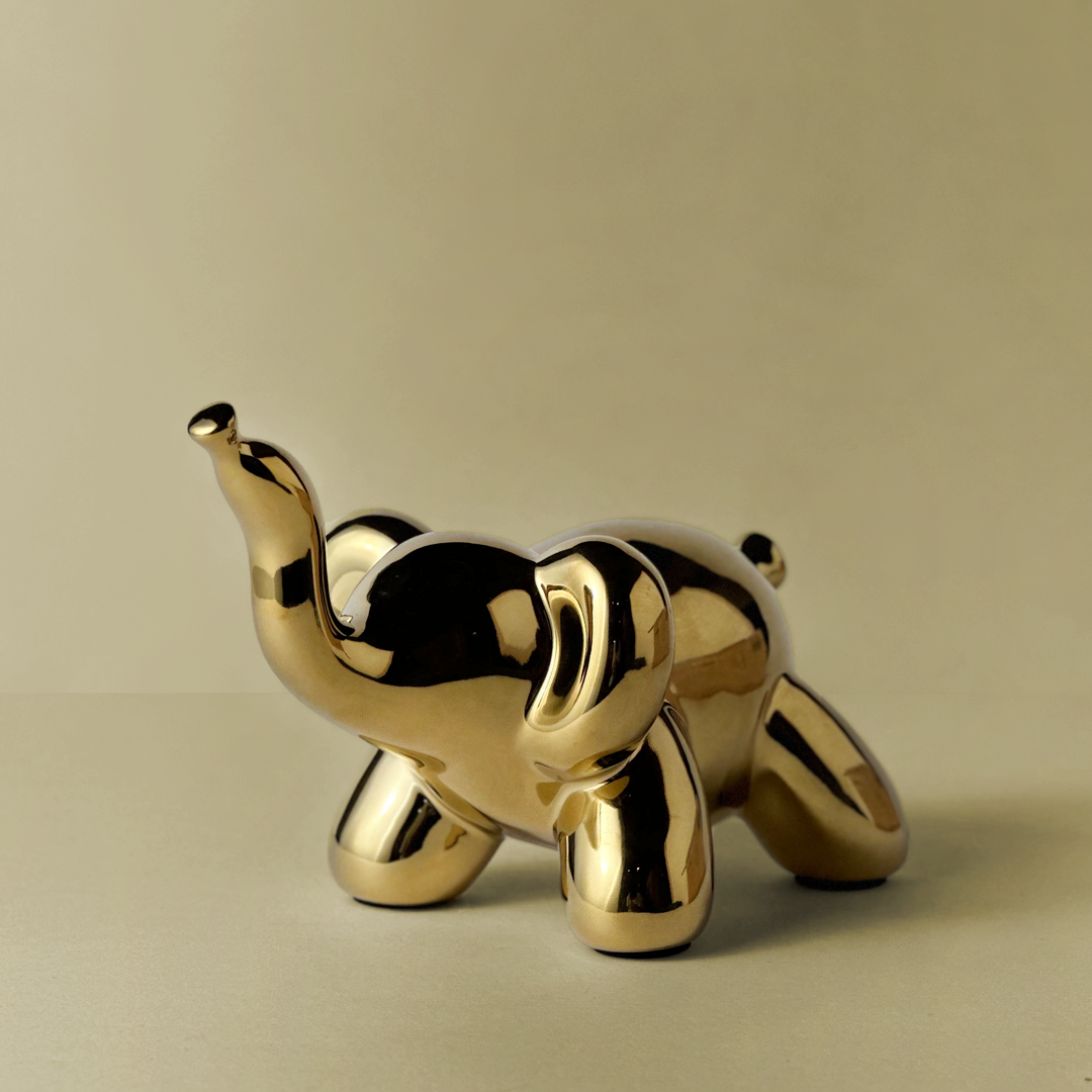 Golden Balloon Elephant Sculpture