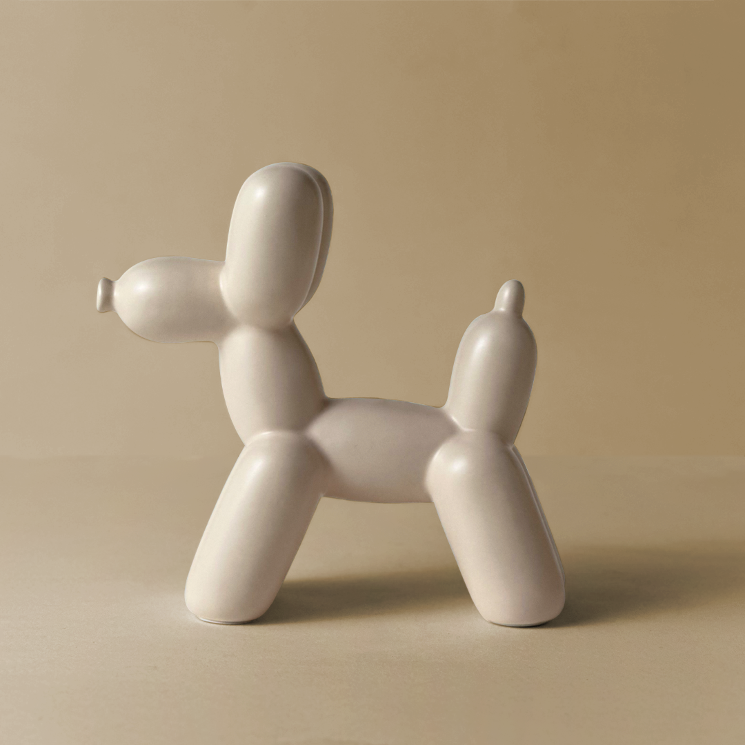 Matte White Balloon Dog Figurine
