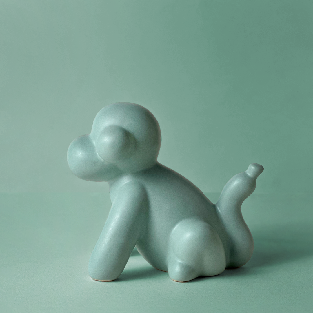 Matte Mint Balloon Monkey Figurine