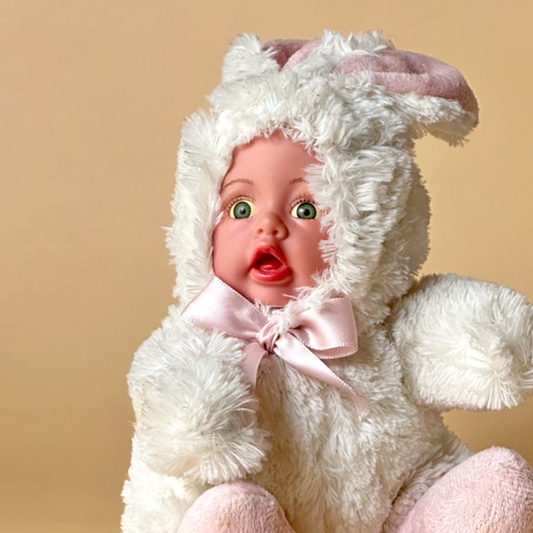 Baby Bunny Doll in Soft White Suit