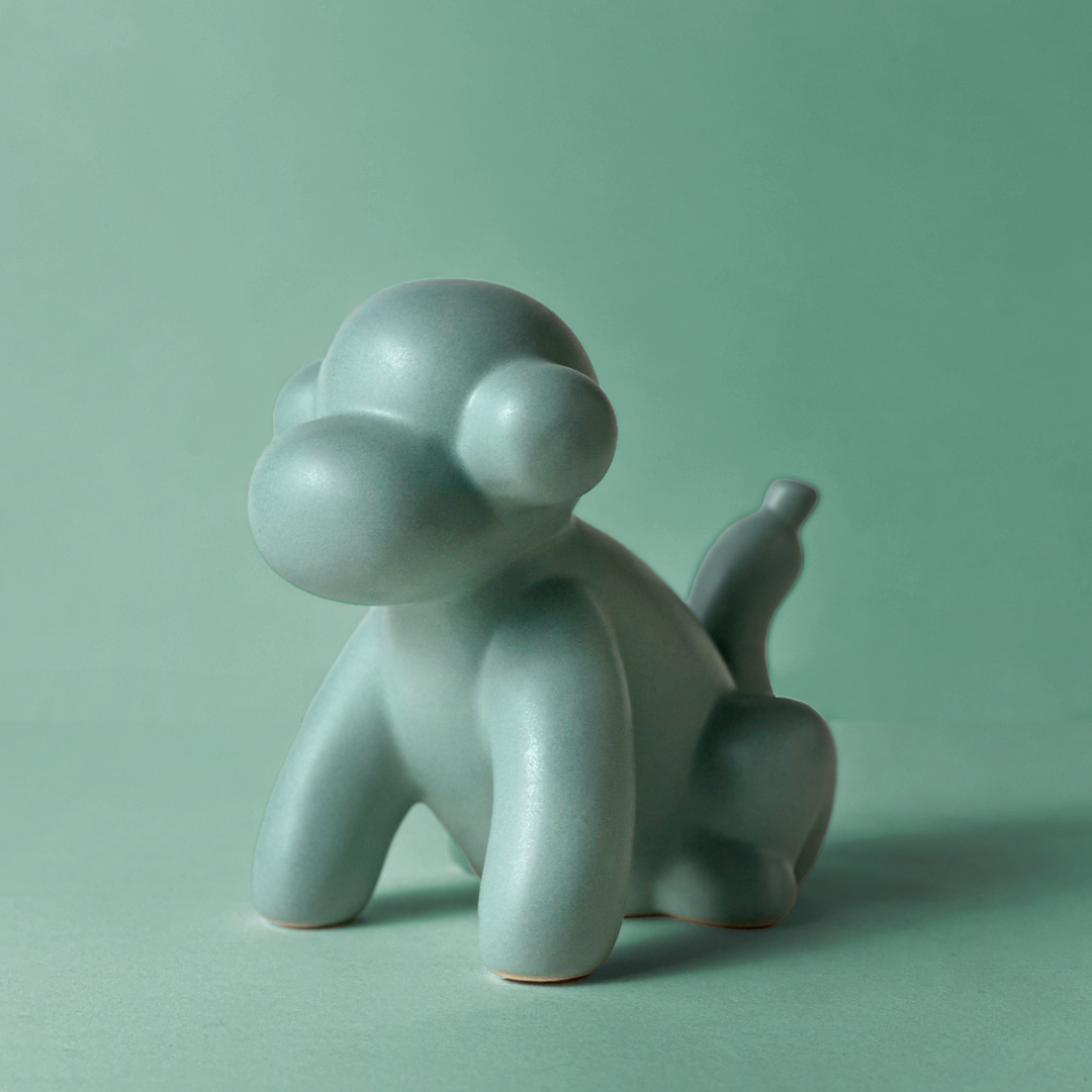 Matte Mint Balloon Monkey Figurine