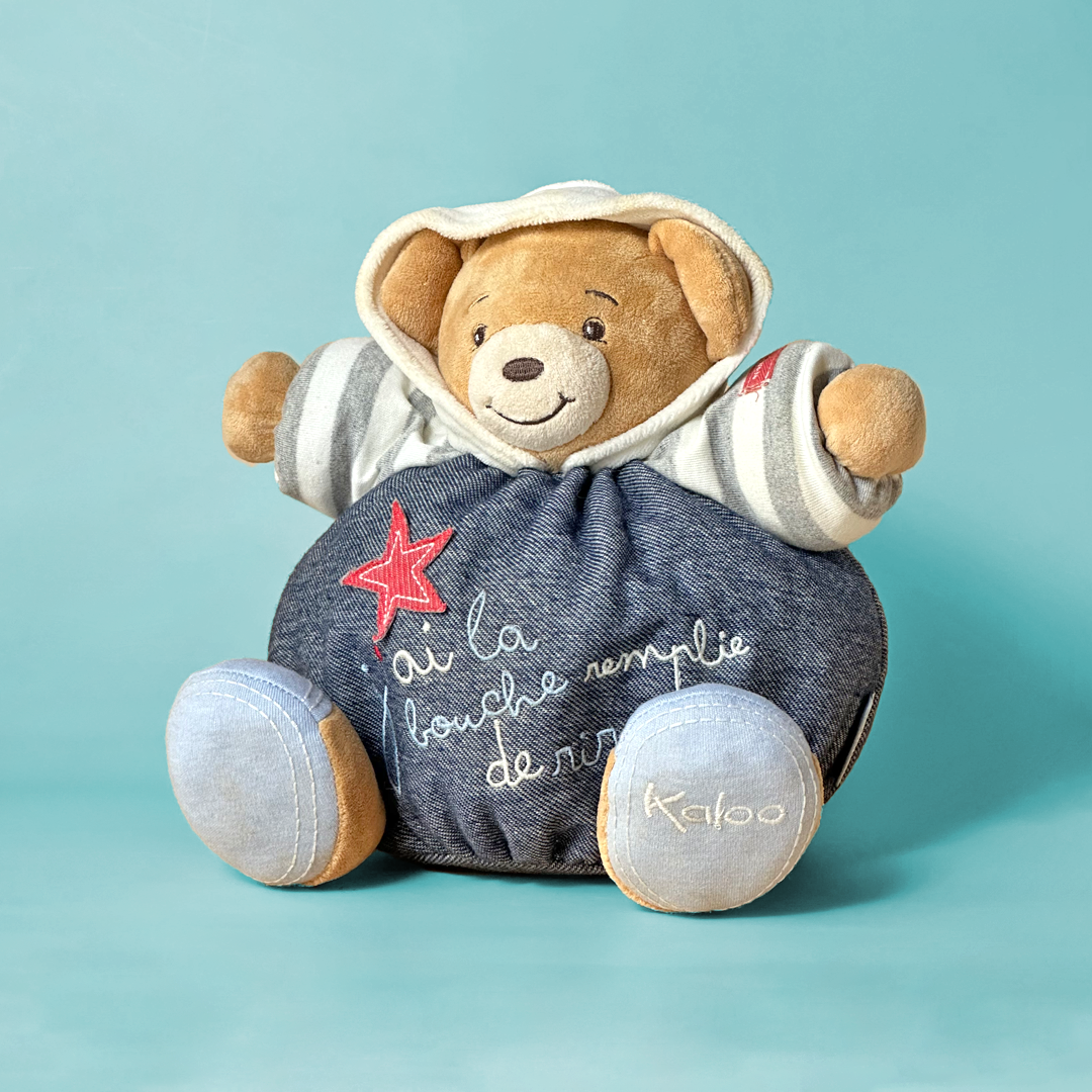 Kaloo Teddy Bear in Denim Hoodie Outfit