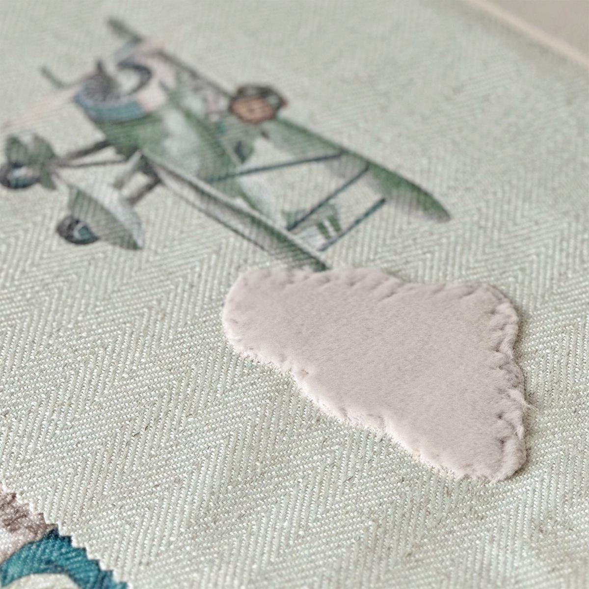 Bon Voyage Aviator Embroidered Herringbone Fabric