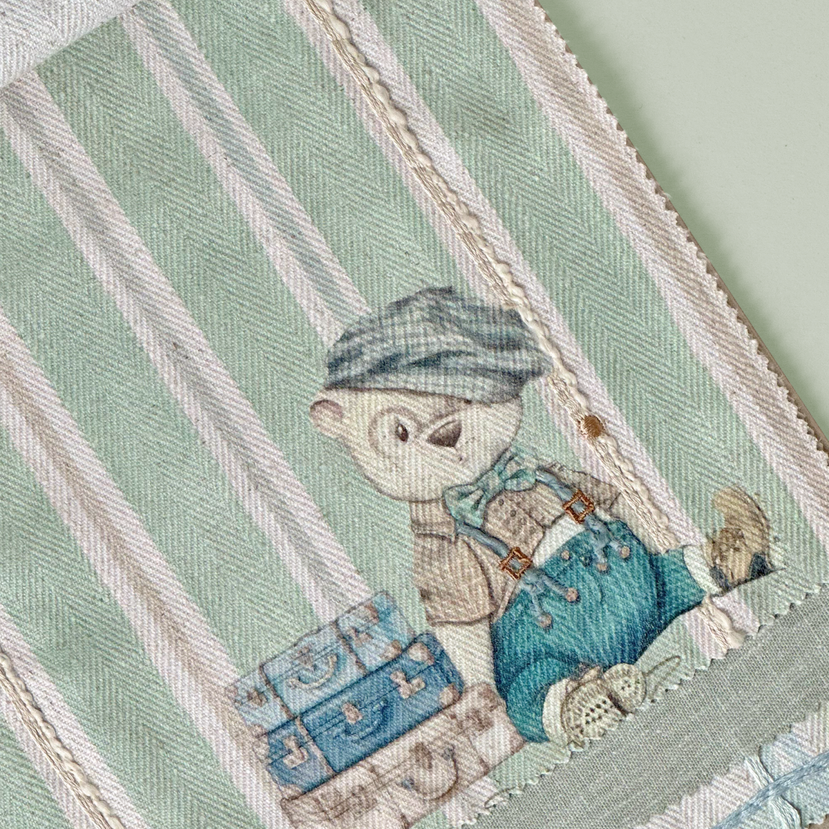 Bon Voyage Striped Bear Fabric Swatch
