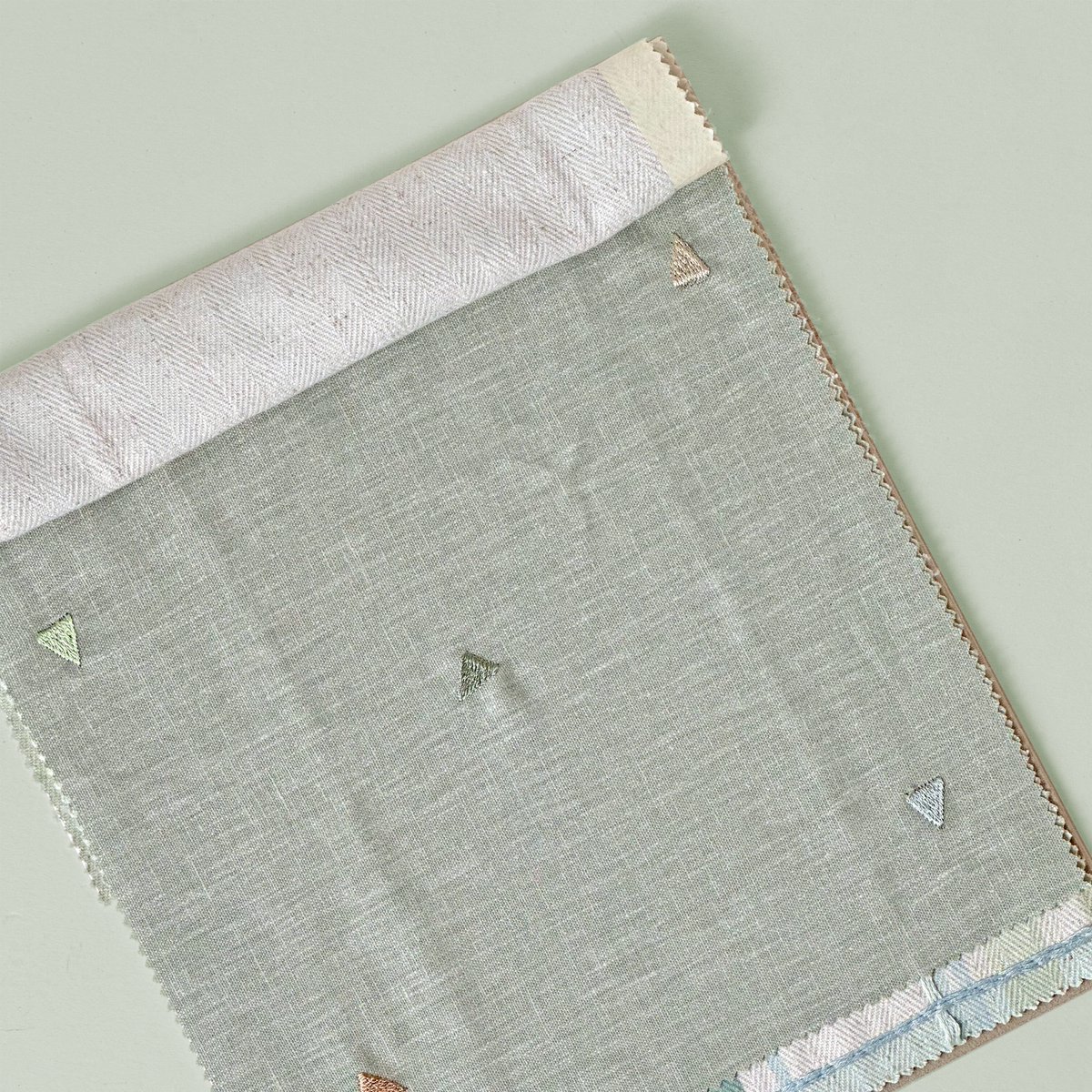 Bon Voyage Sage Geometric Embroidered Fabric