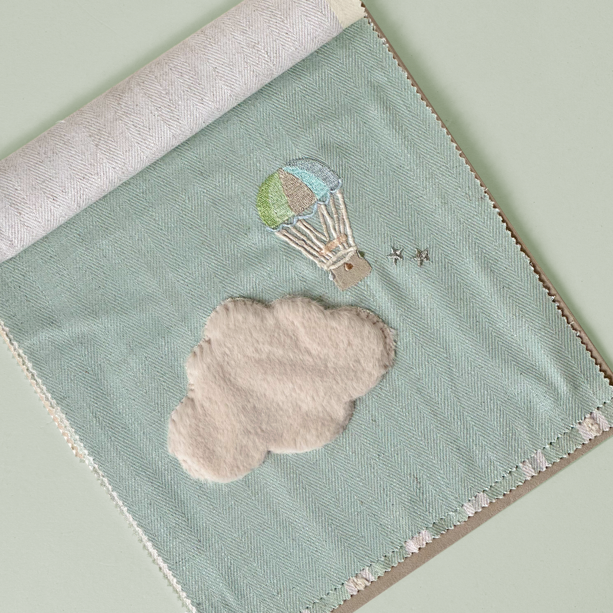 Bon Voyage Mint Balloon & Cloud Fabric