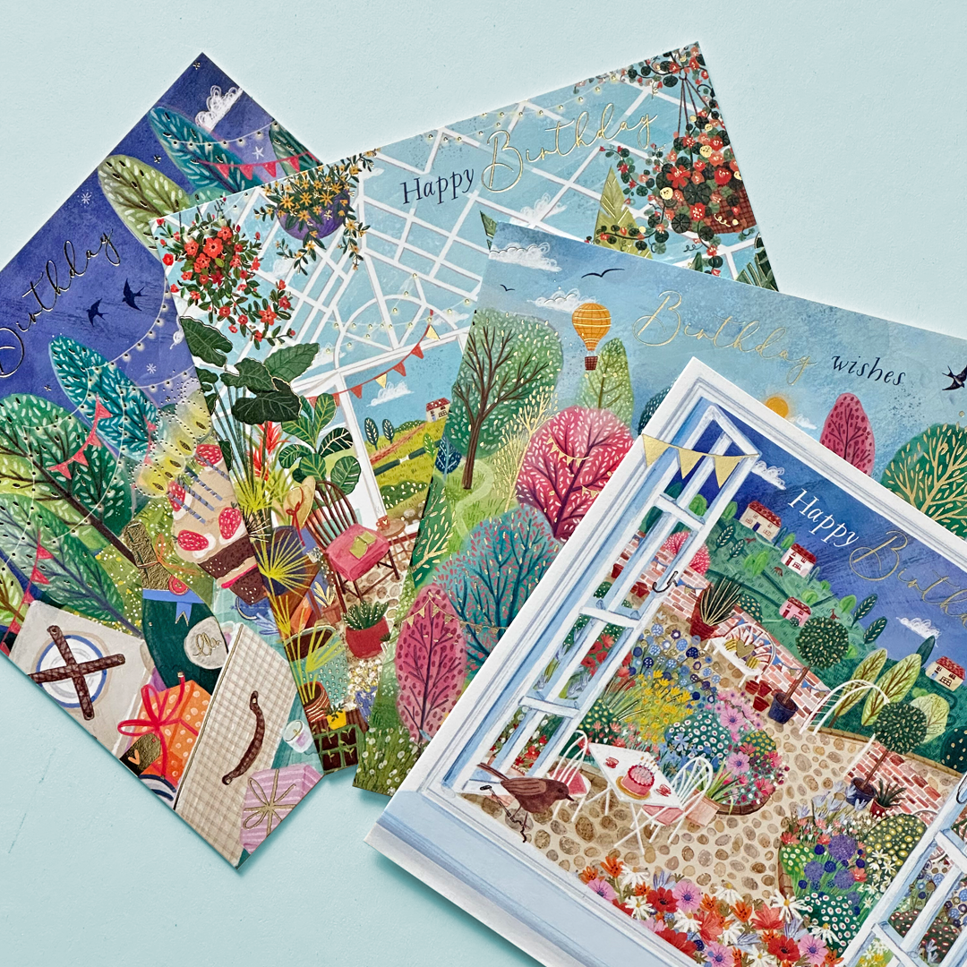 Charming Illustrated Birthday Greeting Card Set