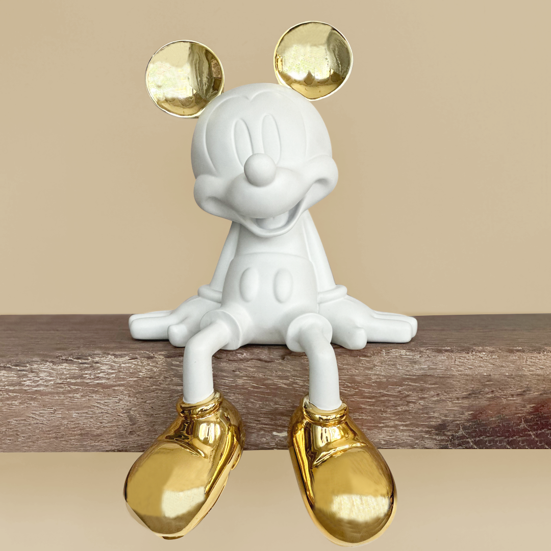Sitting Mickey White/Gold