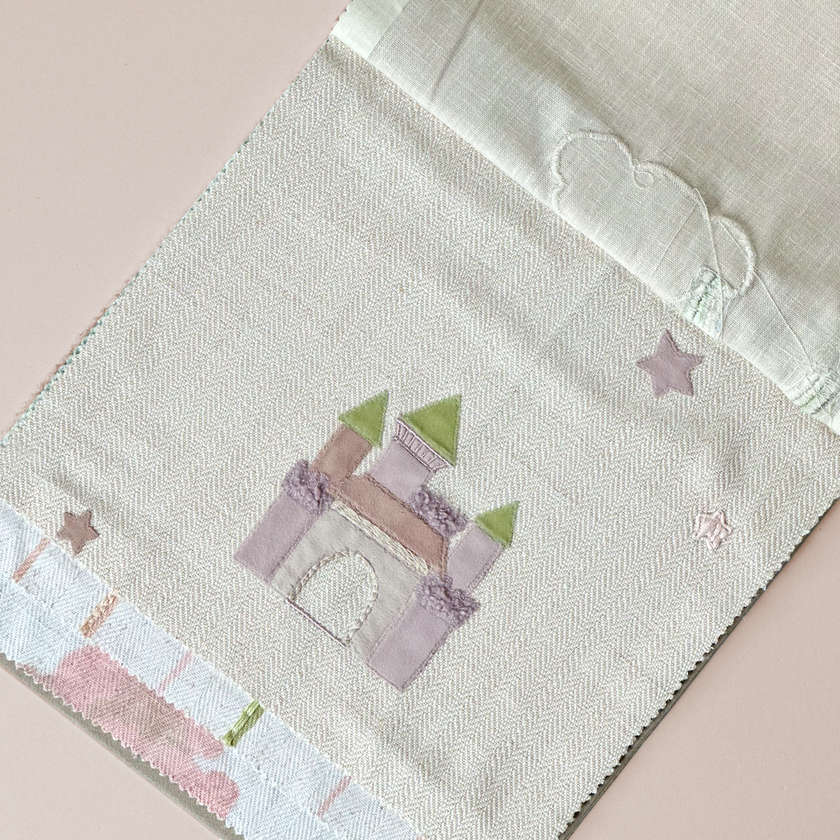 Whimsical Castle Embroidered Fabric