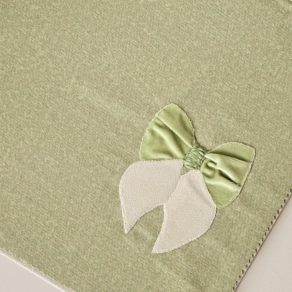 Sage Green Bow Appliqué Textile