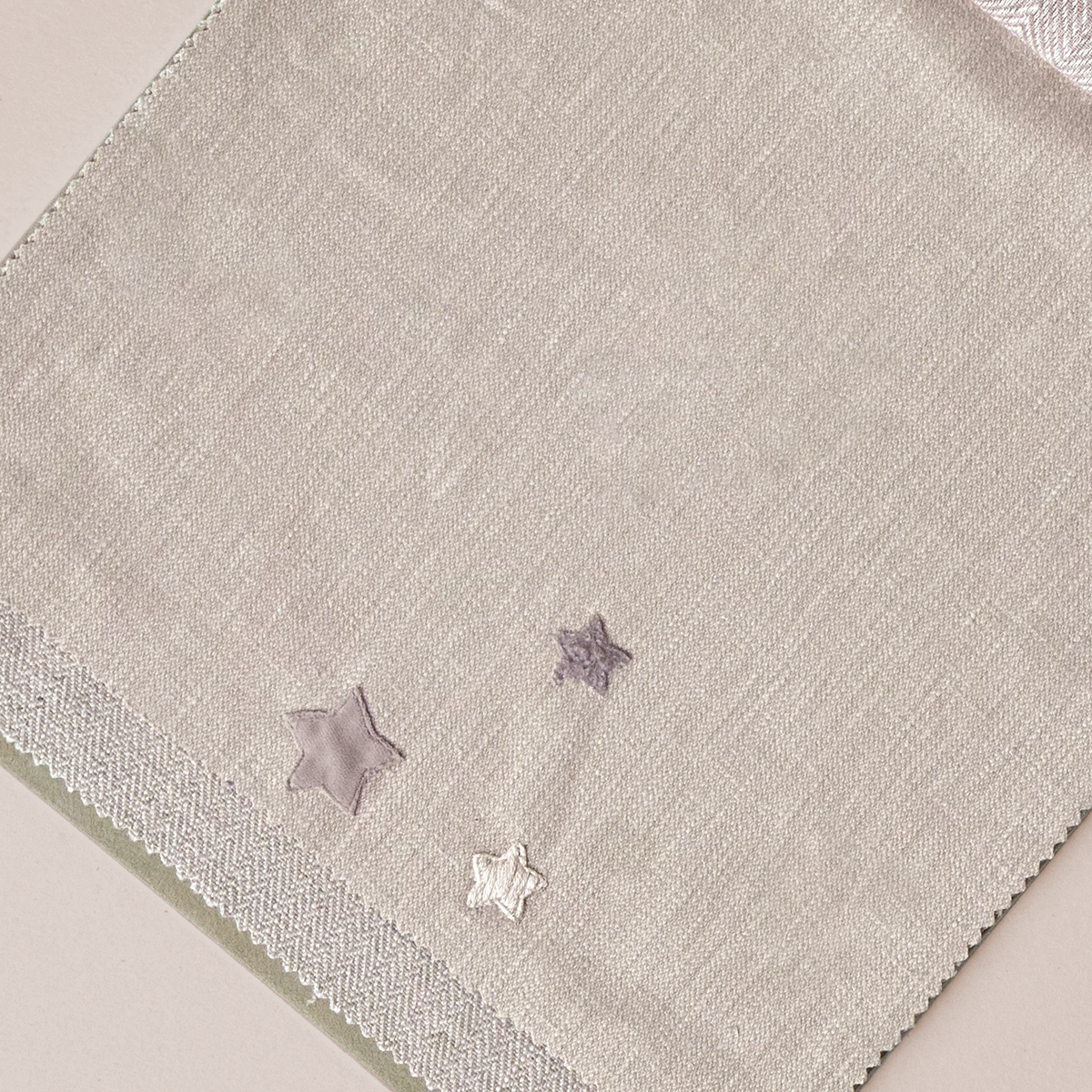 Star-Embroidered Neutral Textile