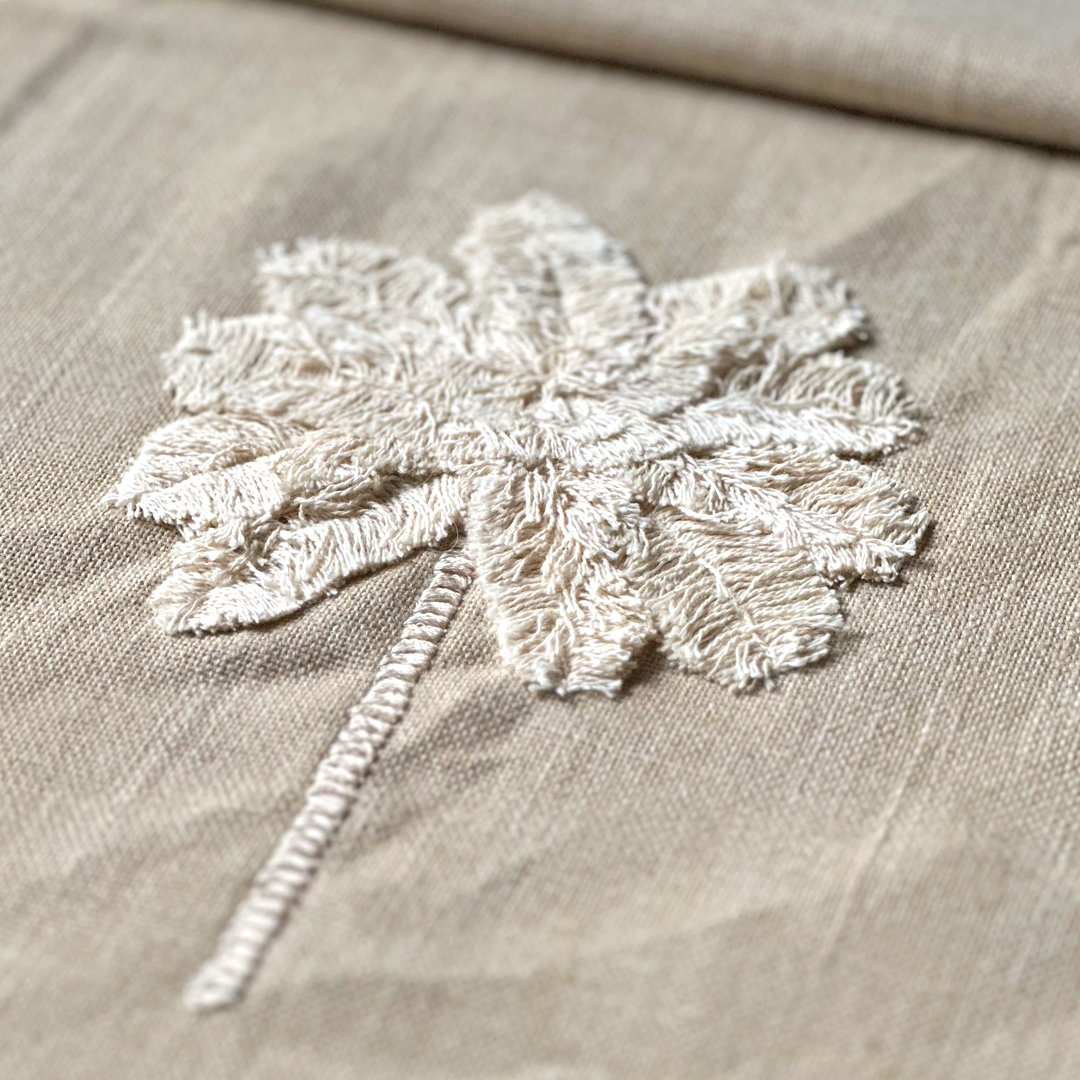 Hand-Embroidered Palm Motif Fabric