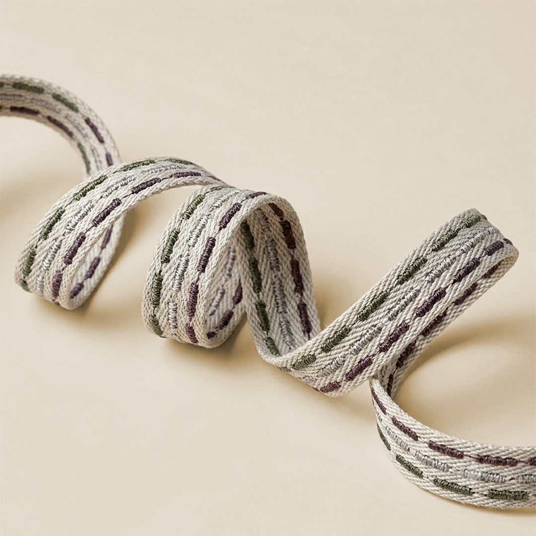 Embroidered Woven Striped Ribbon Trim