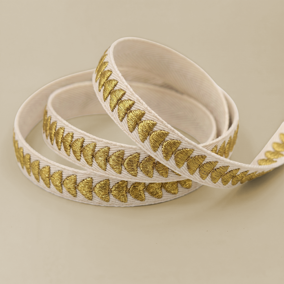 Golden Leaf Embroidered Ribbon