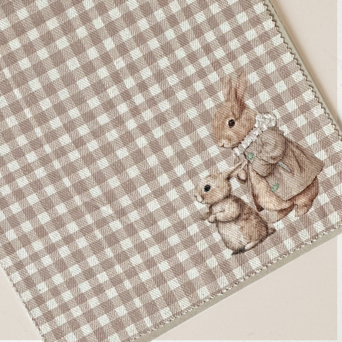 Vintage Bunny Family Gingham