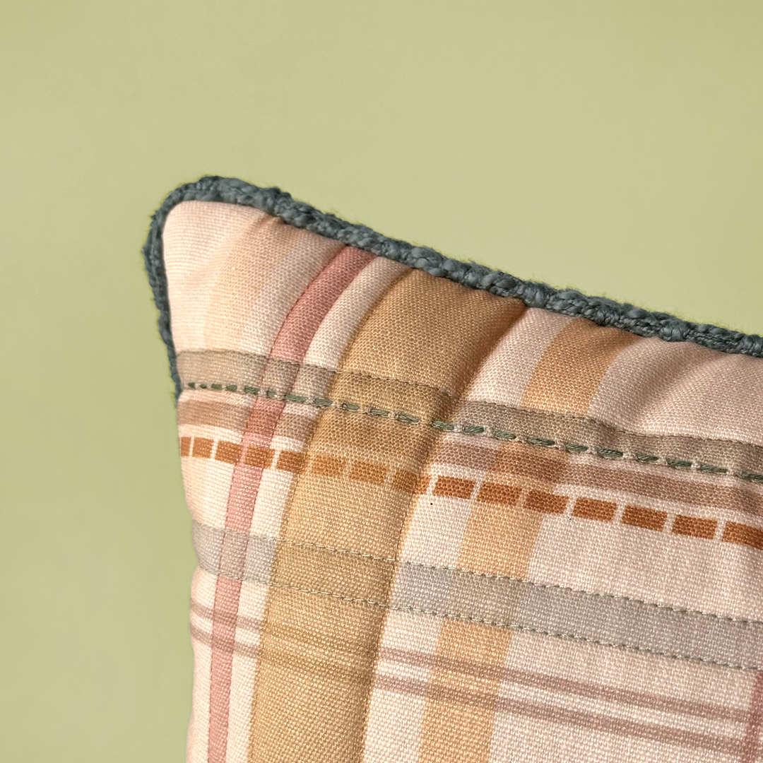 Bloom Embroidered Plaid Cushion