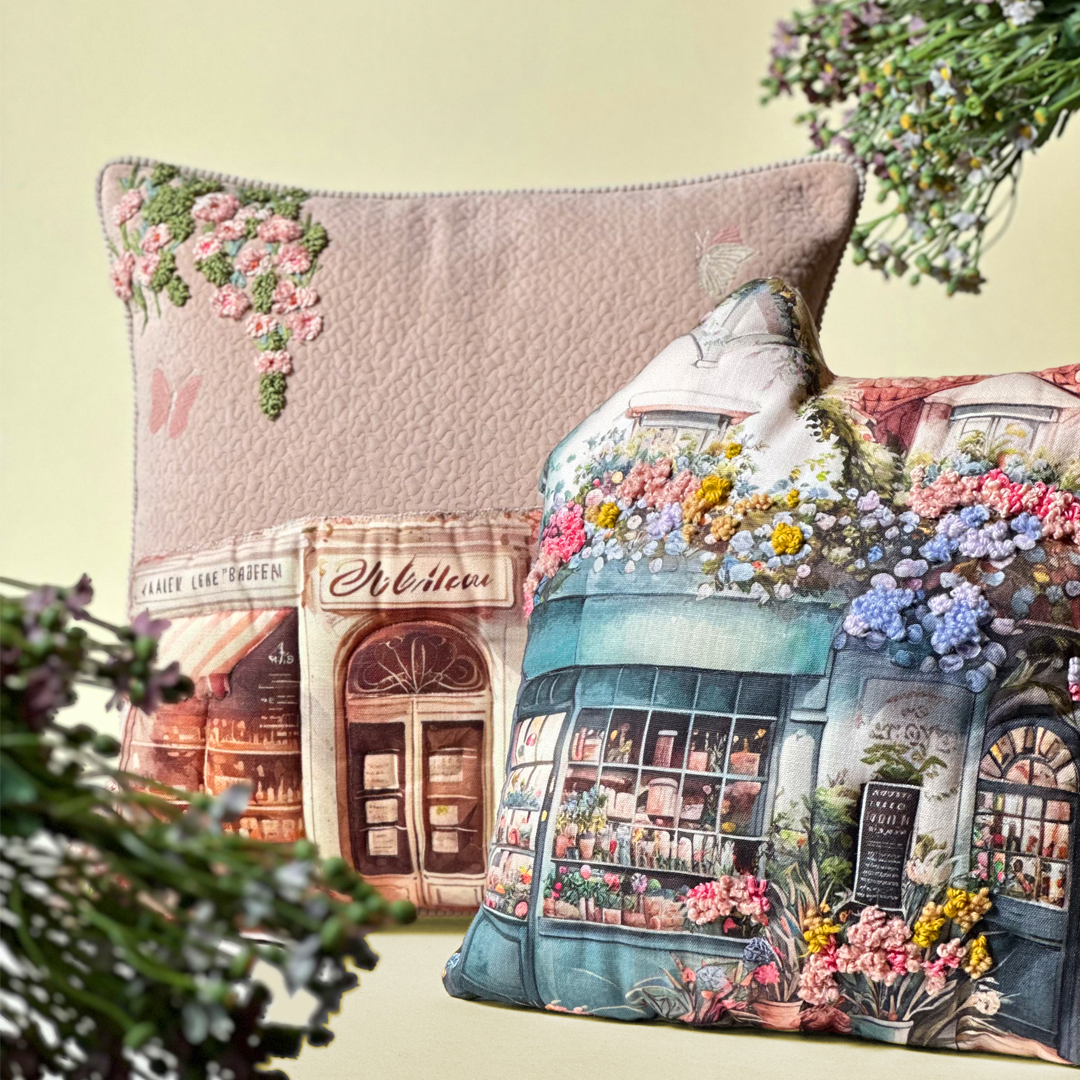 Cottage Flower Shop Shaped Cushion