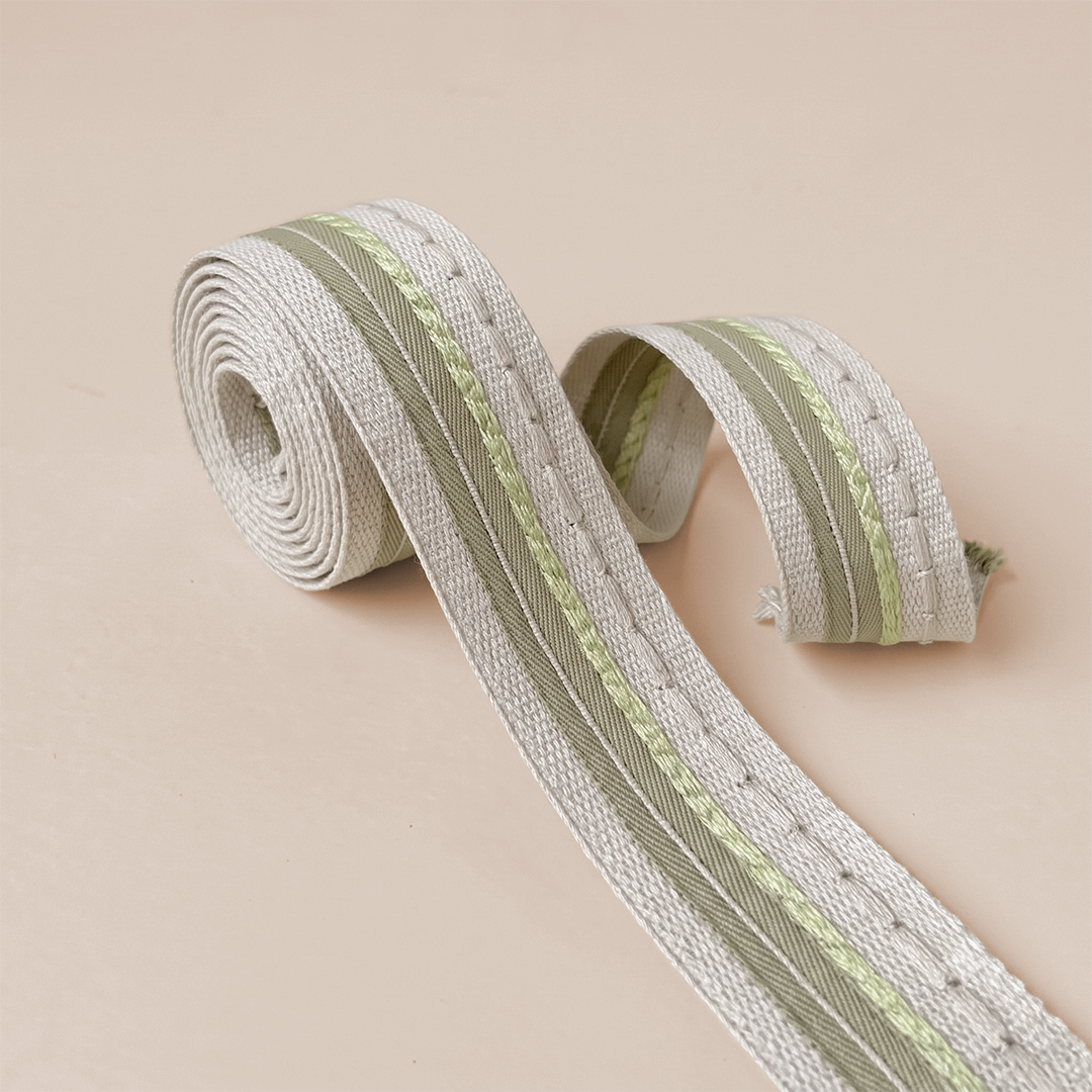 Sage Striped Woven Trim