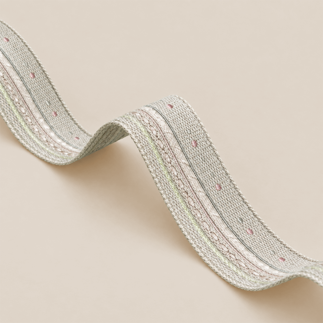 Pastel Embroidered Striped Woven Trim