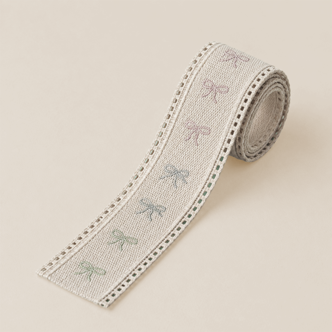 Embroidered Bow Ladder-Edge Trim
