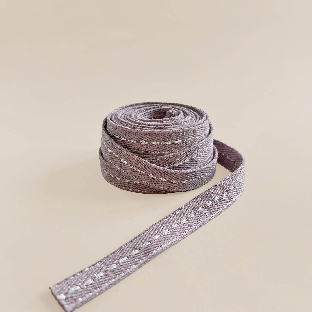 Metallic Beaded Dusty Lilac Woven Trim