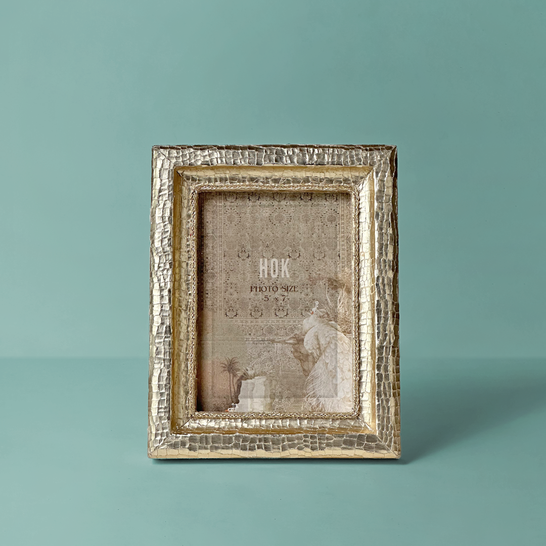 Antique Gold Textured Metal Photo Frame