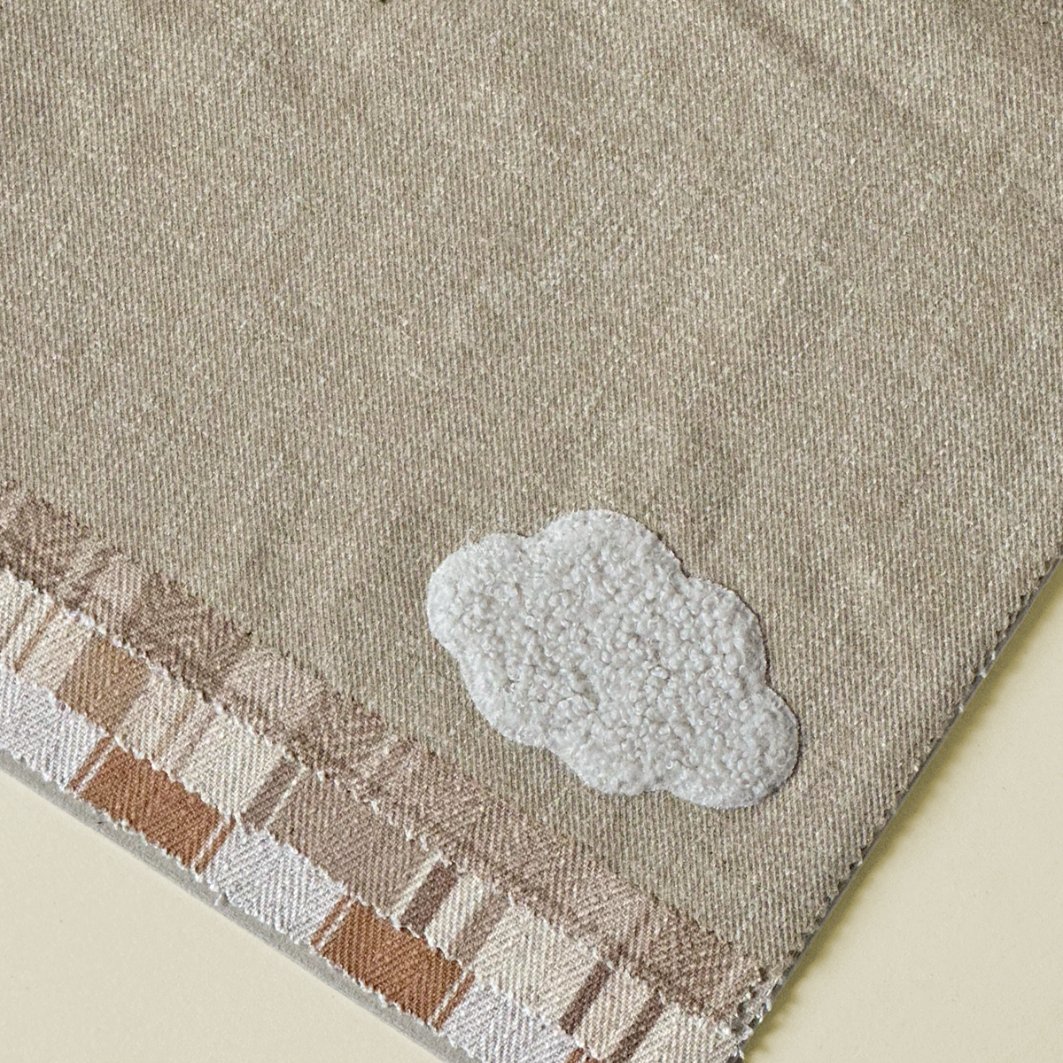 Embroidered Natural Linen-Blend Fabric
