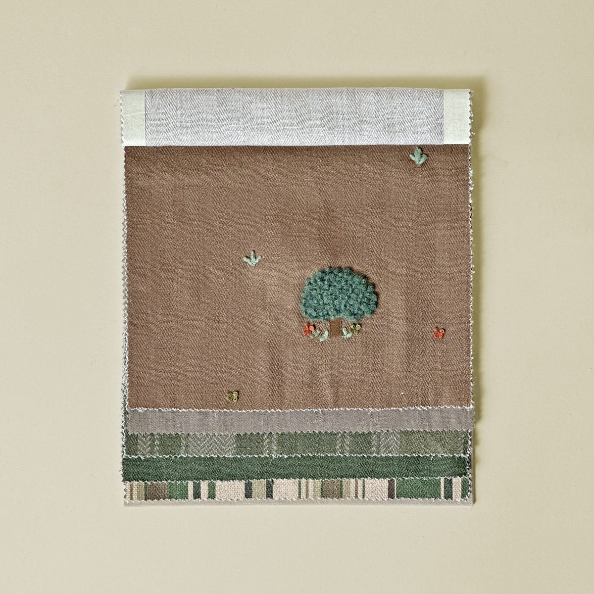Solitary Oak Embroidered Twill