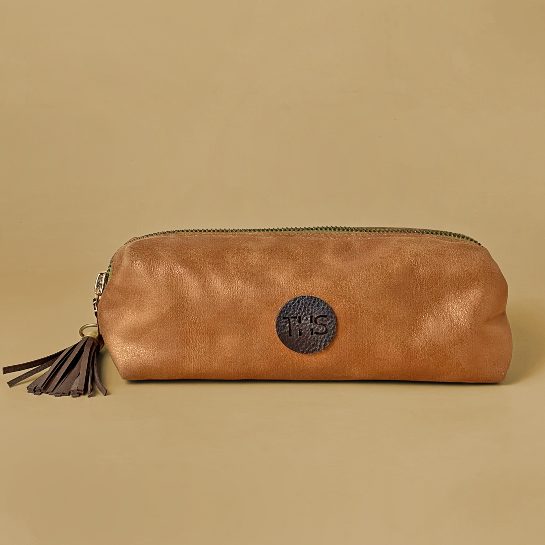 Faux Leather Pouch - Tan