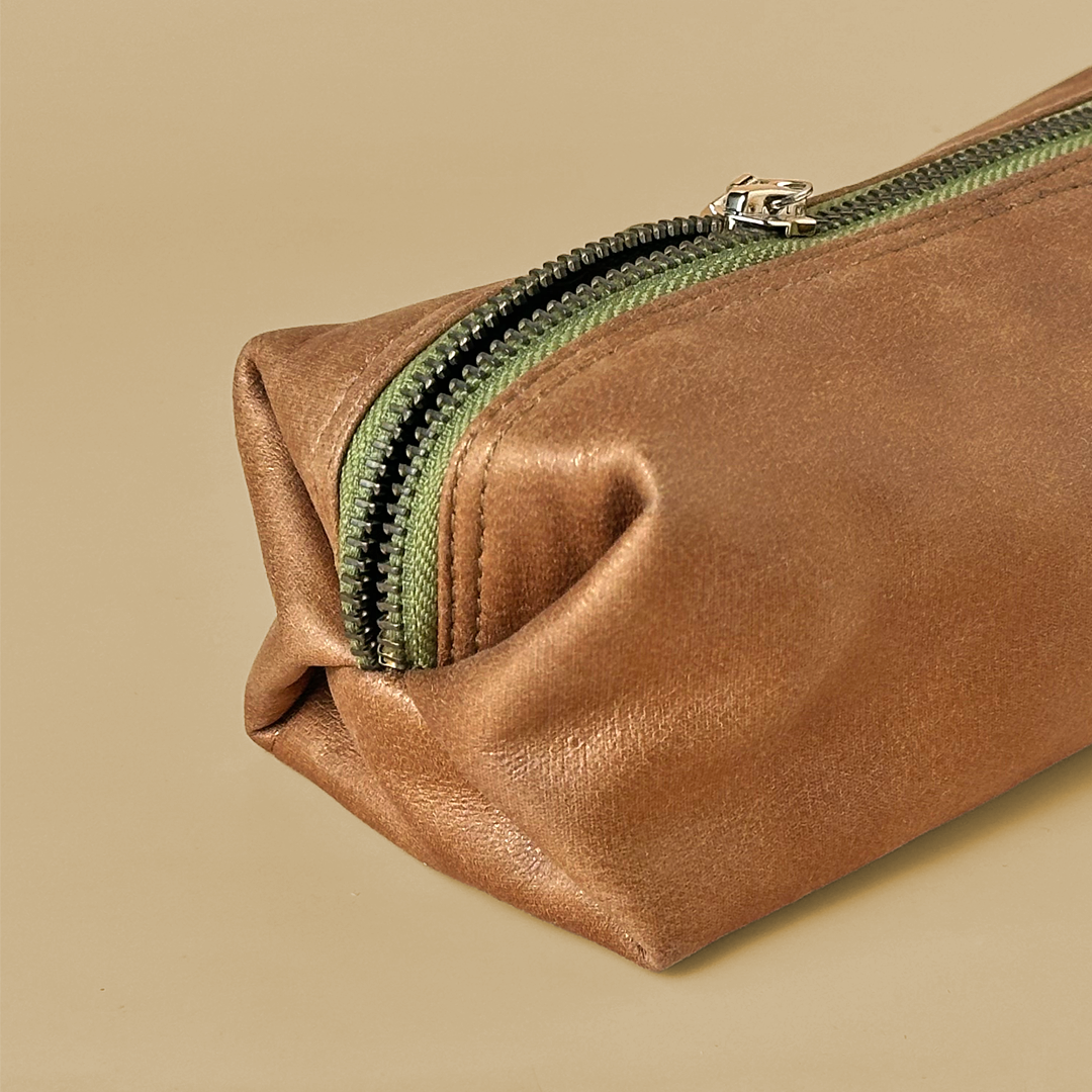 Faux Leather Pouch - Tan