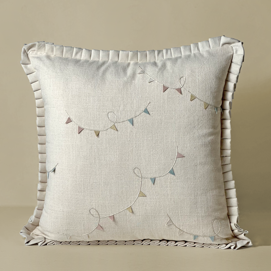 Pastel Bunting Embroidered Cushion