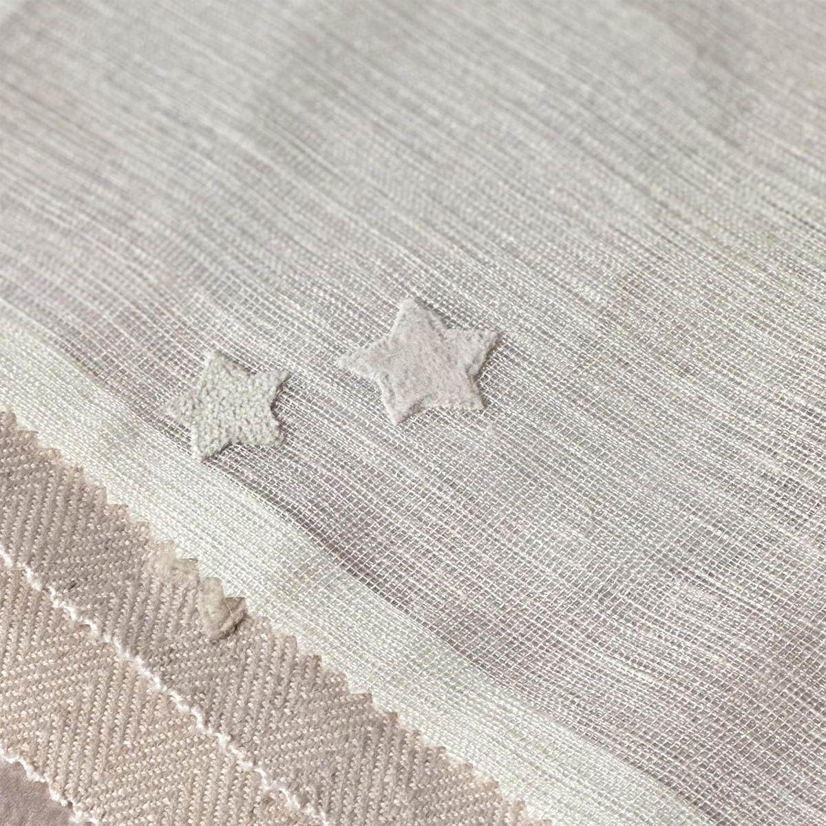Embroidered Star Linen-Look Sheer