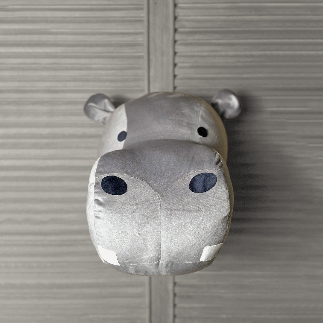 Plush Hippo Head Wall Mount
