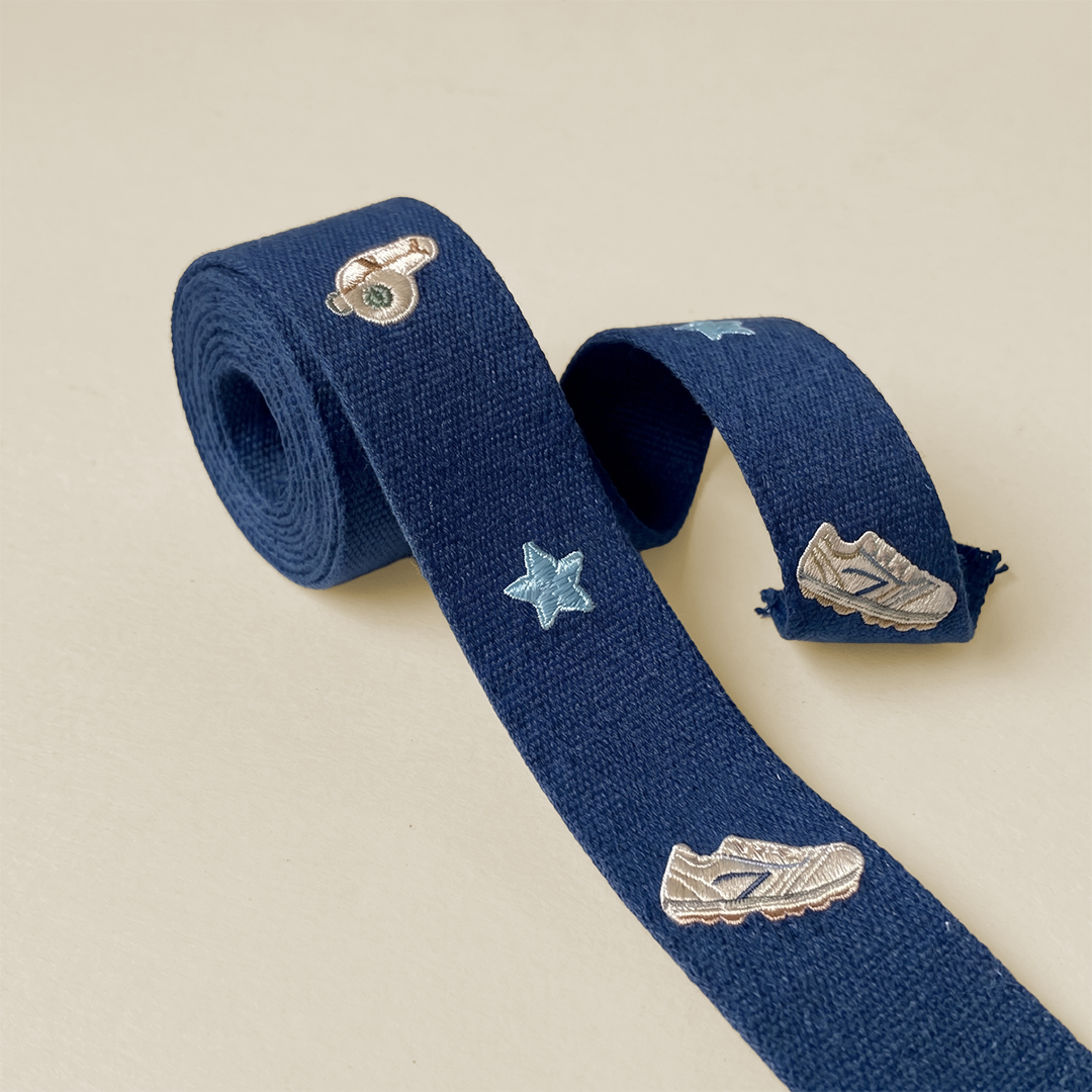 Embroidered Sport Motif Webbing Ribbon