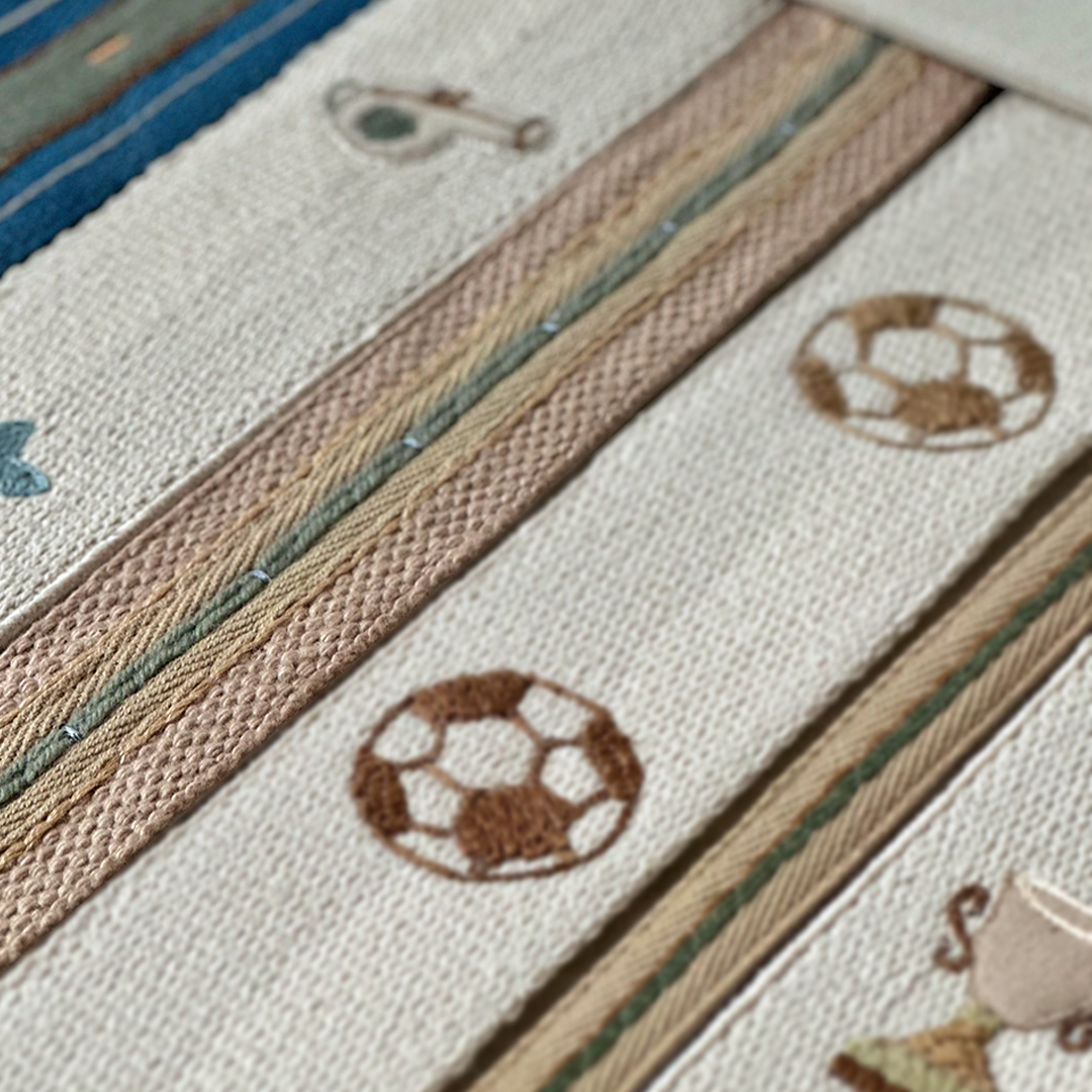 Embroidered Soccer Ball Linen Trim