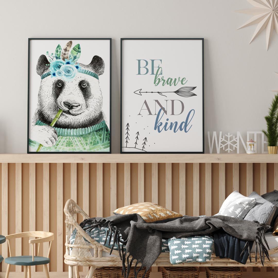 wall decor kids art panda print