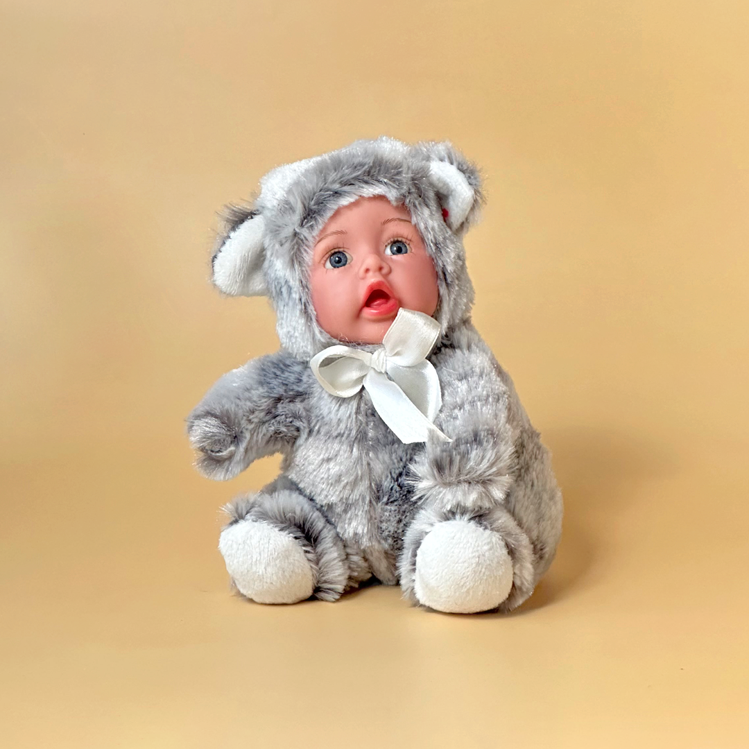 Cuddly Baby Doll in Gray Bunny Costume