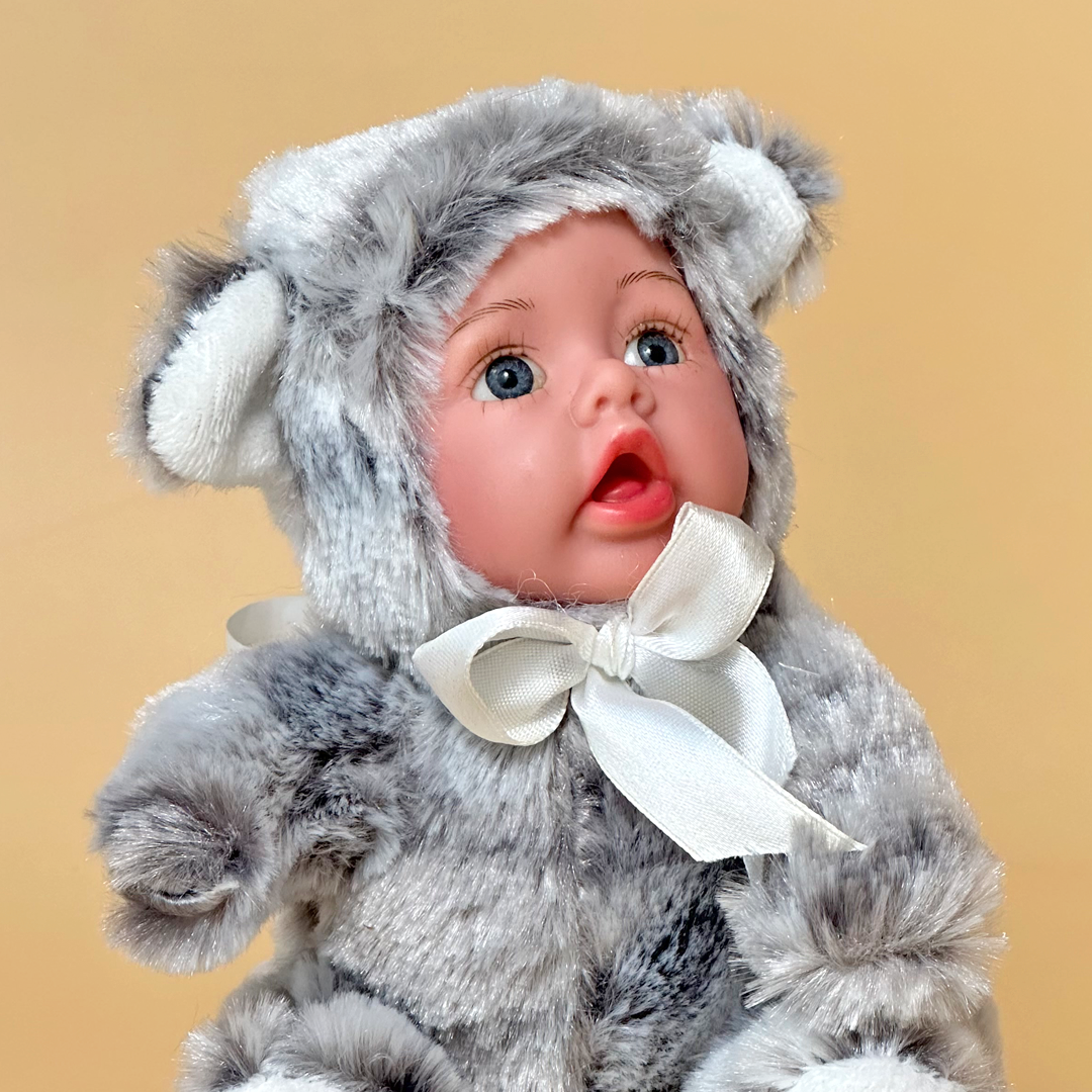Cuddly Baby Doll in Gray Bunny Costume