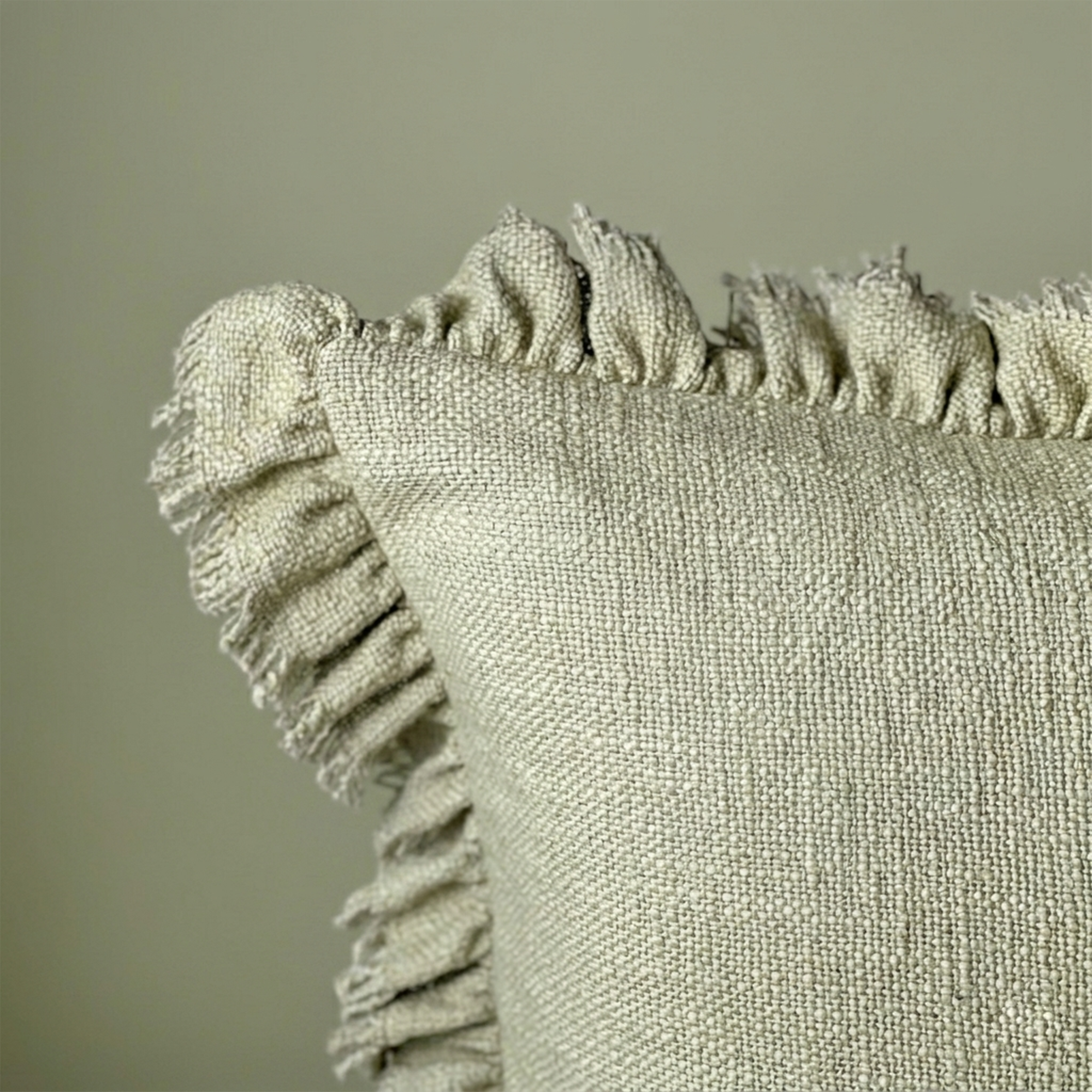 Textured Linen Ruffle Cushion