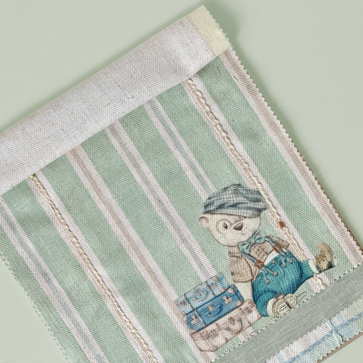 Bon Voyage Striped Bear Fabric Swatch