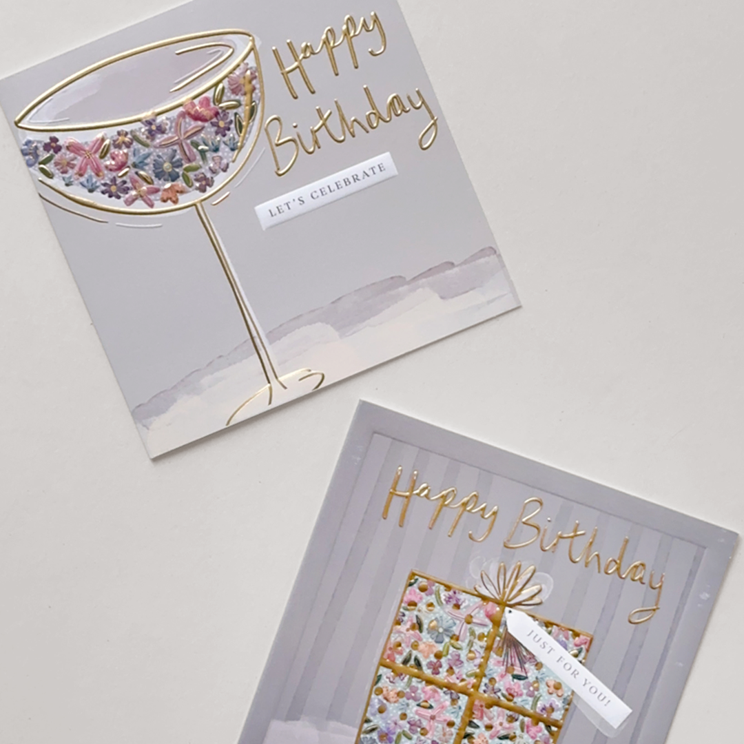 Elegant Birthday Card Duo – Champagne & Gift Designs