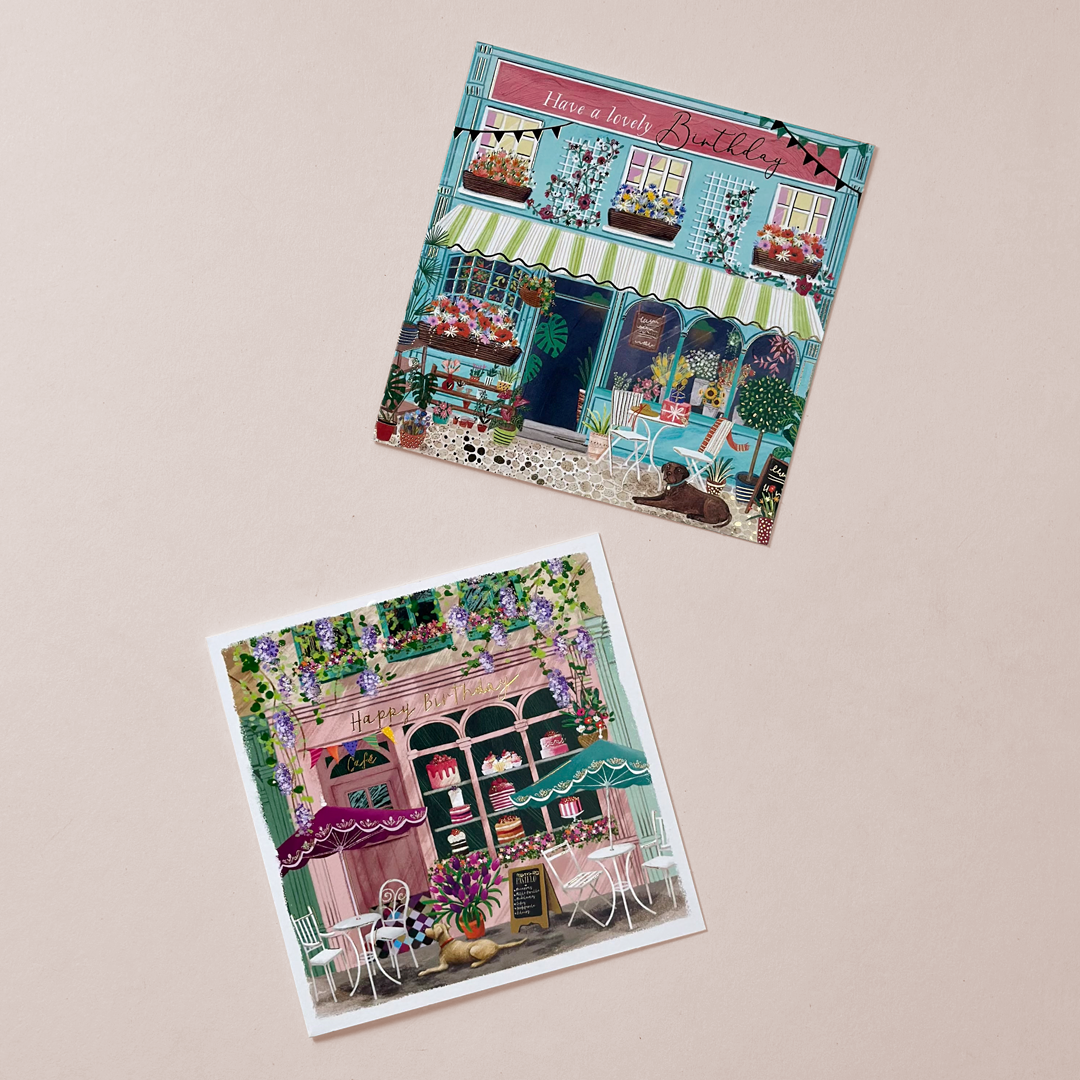 Charming Café & Bakery Birthday Card Set