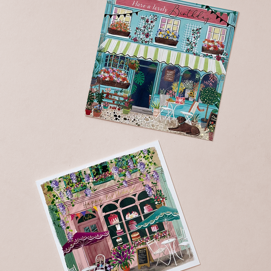 Charming Café & Bakery Birthday Card Set