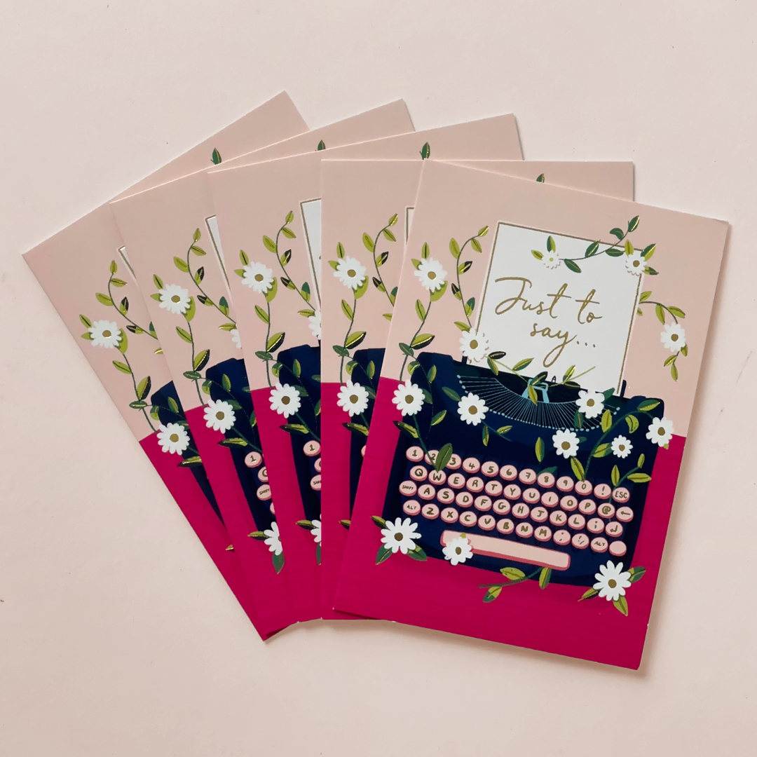 “Just to Say” Vintage Typewriter Greeting Card Set