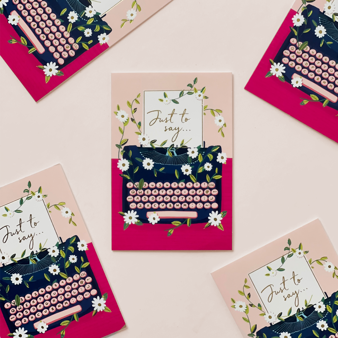 “Just to Say” Vintage Typewriter Greeting Card Set
