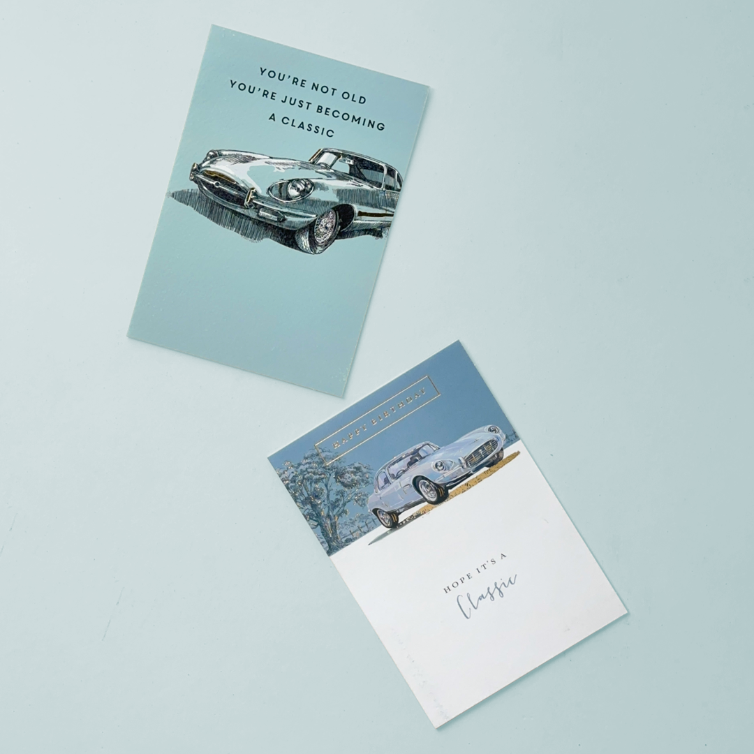 Vintage Car Birthday Card Set